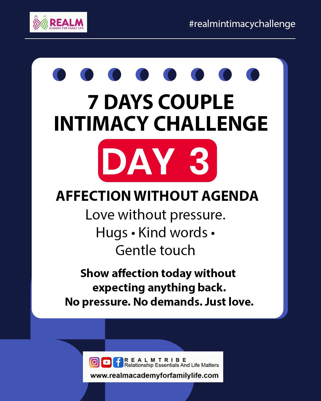Day 3 of 7 days Couples Intimacy Challenge