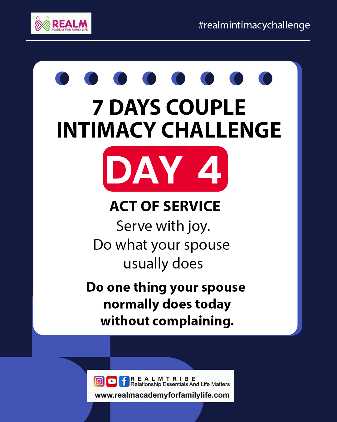 Day 4 of 7 days Couples Intimacy Challenge